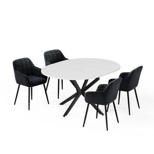 Vicco SÚPRAVA JEDÁLENSKÉHO STOLA Loyd, biely/čierna, 120 x 120 cm so 4 jedálenskými stoličkami (čierne) vyobraziť