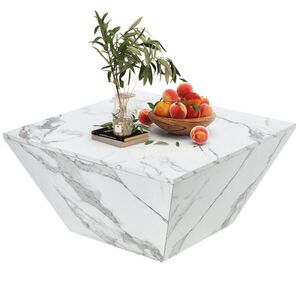 Flora Grace KONFERENČNÝ stolík 70/70/37 cm, biely, MDF s mramorovým dekorom, 2 zásuvky vyobraziť