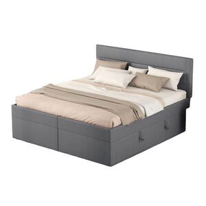 OKWISH ČALÚNENÁ posteľ 140/200 cm sivá z masívneho dreva a MDF s úložným priestorom a otváraním z oboch strán vyobraziť