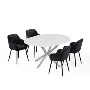Vicco SÚPRAVA JEDÁLENSKÉHO STOLA Loyd, biely/Šedá, 120 x 120 cm so 4 jedálenskými stoličkami (čierne) vyobraziť