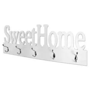 Nástenný vešiakový panel Sweet Home, biely% vyobraziť