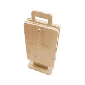 Dosky na krájanie (4 ks) v stojane Bambus 22x14 cm% vyobraziť