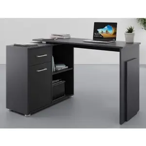 Rohový písací stôl Andy, čierny% vyobraziť
