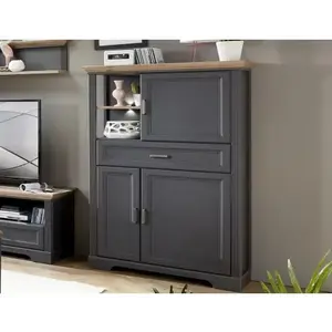 Vyššia skrinka Jasmin, grafit/dub, s osvetlením% vyobraziť