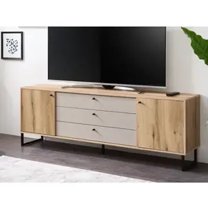 Široká TV skrinka Cube, dub evoke / pieskovo šedá% vyobraziť