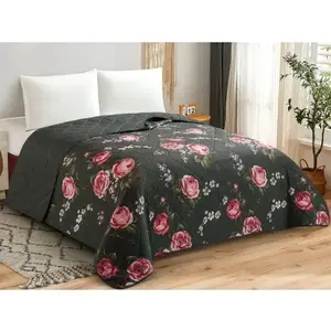 Prehoz na posteľ Rommy 220x240 cm, kvetinový antracitový% vyobraziť