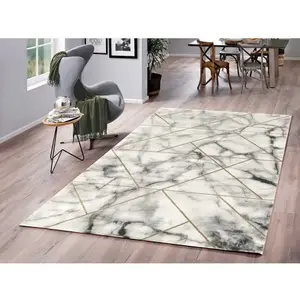 Koberec Craft 80x150 cm, mramorový dizajn, šedo-zlatý% vyobraziť