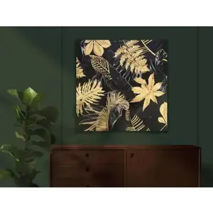 Obraz na plátne Čiernozlaté listy, 80x80 cm% vyobraziť