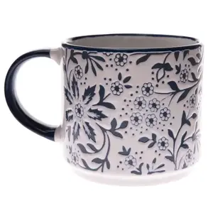Hrnček 390 ml, biely, kvetinový% vyobraziť