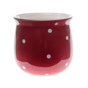 Obal na kvetináč Bodkovaný 12, 5 cm, červeno-biely% vyobraziť