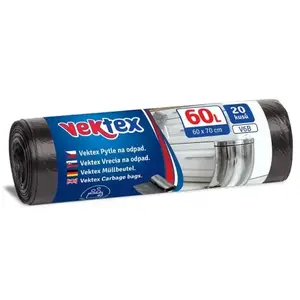 Vrecia na odpadky Vektex 60 l, 20 ks, čierne% vyobraziť