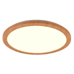 Stropné LED osvetlenie Camillus 40 cm, okrúhle, imitácia dreva% vyobraziť