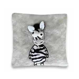 Detský plyšový vankúš 3D zebra 25x25 cm, šedý% vyobraziť