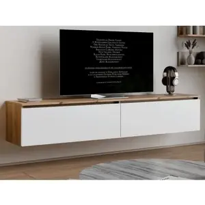Závesná TV skrinka Asko Living, 180 cm, dub artisan/biela% vyobraziť