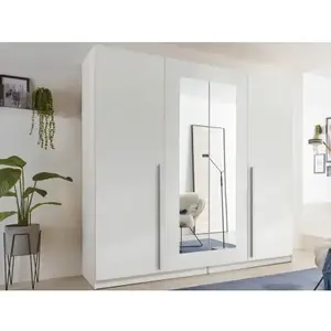 Šatníková skriňa so zrkadlom Cano, 228 cm, biela% vyobraziť