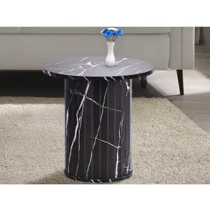 Okrúhly odkladací stolík Treviso, 40 cm, čierny mramor% vyobraziť