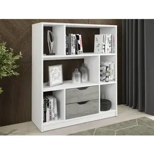Nízký regál/knihovňa Sten Mini, biela/šedý betón% vyobraziť