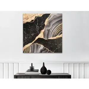 Obraz na plátne Čiernozlatá abstrakcia, 80x80 cm% vyobraziť