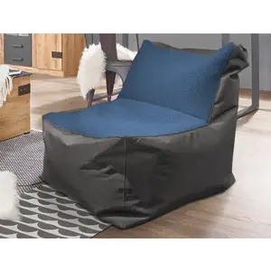 Sedací vak Carole, čierna látka/modrá tkanina% vyobraziť