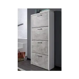 Botník Fulda, biely / šedý betón, výška 152 cm% vyobraziť