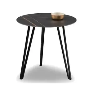 Okrúhly stolík Liv, 50 cm, imitácia tmavého mramoru% vyobraziť