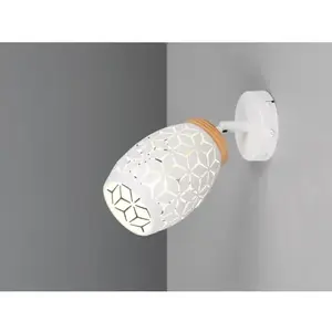 Nástenná lampa Bidar, bielykov/drevo% vyobraziť