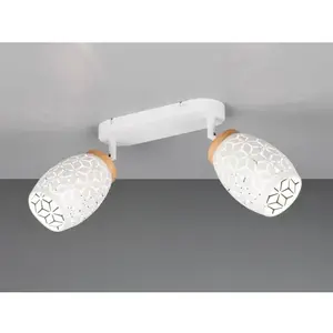 Stropnénástenné osvetlenie Bidar, biely kov/drevo% vyobraziť