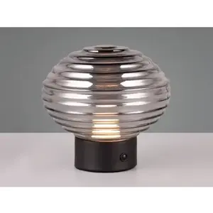 LED stolná lampa nabíjacia Earl 14 cm, dymové sklo% vyobraziť