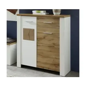 Úložná komoda/ botník Materio, dub/biela% vyobraziť