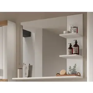 Zrkadlo s policami Laredo, biele% vyobraziť