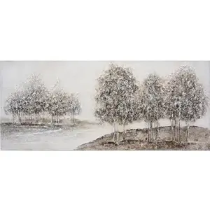 Ručne maľovaný obraz Zimný pokoj v krajine 140x60 cm, olejomaľba% vyobraziť