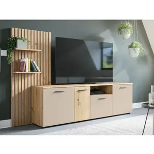 TV skrinka s panelom Gatwick, dub artisan/kašmírová béžová% vyobraziť