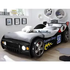 Detská závodná posteľ Energy 90x200 cm, čierne auto s osvetlením% vyobraziť
