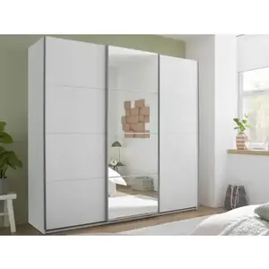 Šatníková skriňa so zrkadlom Carano, 215 cm, biela% vyobraziť