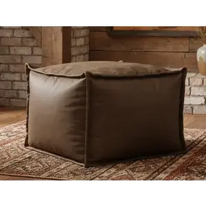 Štvorcový taburet Stockholm 70x70 cm, hnedá látka vo vintage optike kože% vyobraziť
