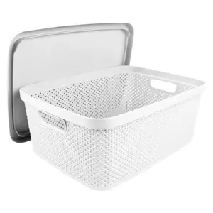Úložný box s vekom Diamond 13 l, čierny/biely% vyobraziť