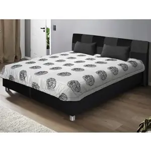 Posteľ Nice 180x200 cm, čierna ekokoža/šedá tkanina, s matracmi% vyobraziť