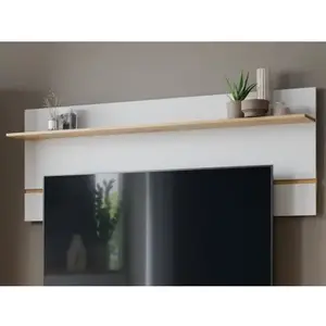 Nástenný panel s policou Foggia 188 cm, dub artisan/biela% vyobraziť