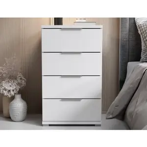 Nočný stolík/skrinka so 4 zásuvkami Smilla, výška 79 cm, biely% vyobraziť