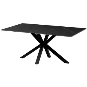 Obdĺžnikový jedálenský stôl Milo 160x90 cm, čierny mramor% vyobraziť