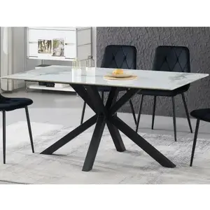 Obdĺžnikový jedálenský stôl Milo 160x90 cm, biely mramor% vyobraziť