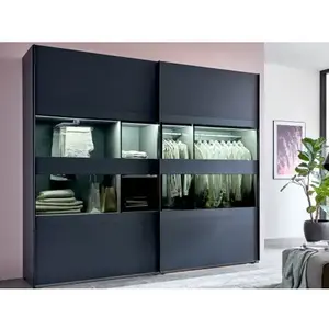 Šatníková skriňa Easy Plus, šírka 270 cm/extra výška 236 cm, grafit/sklo% vyobraziť