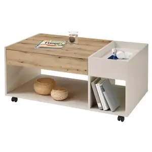 Konferenčný stolík s priehradkami Emil, béžový kašmír/dub artisan% vyobraziť