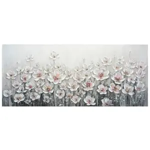 Ručne maľovaný obraz Biele kvety 140x60 cm, olejomaľba% vyobraziť