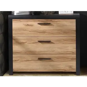 Komoda s 3 zásuvkami Dalate 101 cm, dub catania/čierna% vyobraziť