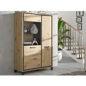 Nízká vitrína Trondheim 101 cm, dub artisan/dub čierny% vyobraziť