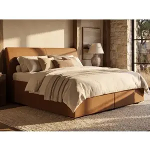 Posteľ Dezra 180x200 cm, hnedá látka v optike kože% vyobraziť