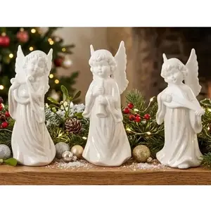 Dekoračná soška (mix) Anjel s hudobným nástrojom, biely porcelán% vyobraziť