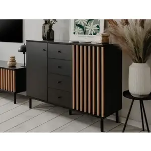 Komoda Monea 118 cm, čierna/dub artisan% vyobraziť