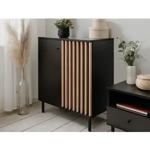 Úložná skrina Monea 90 cm, čierna/dub artisan% vyobraziť